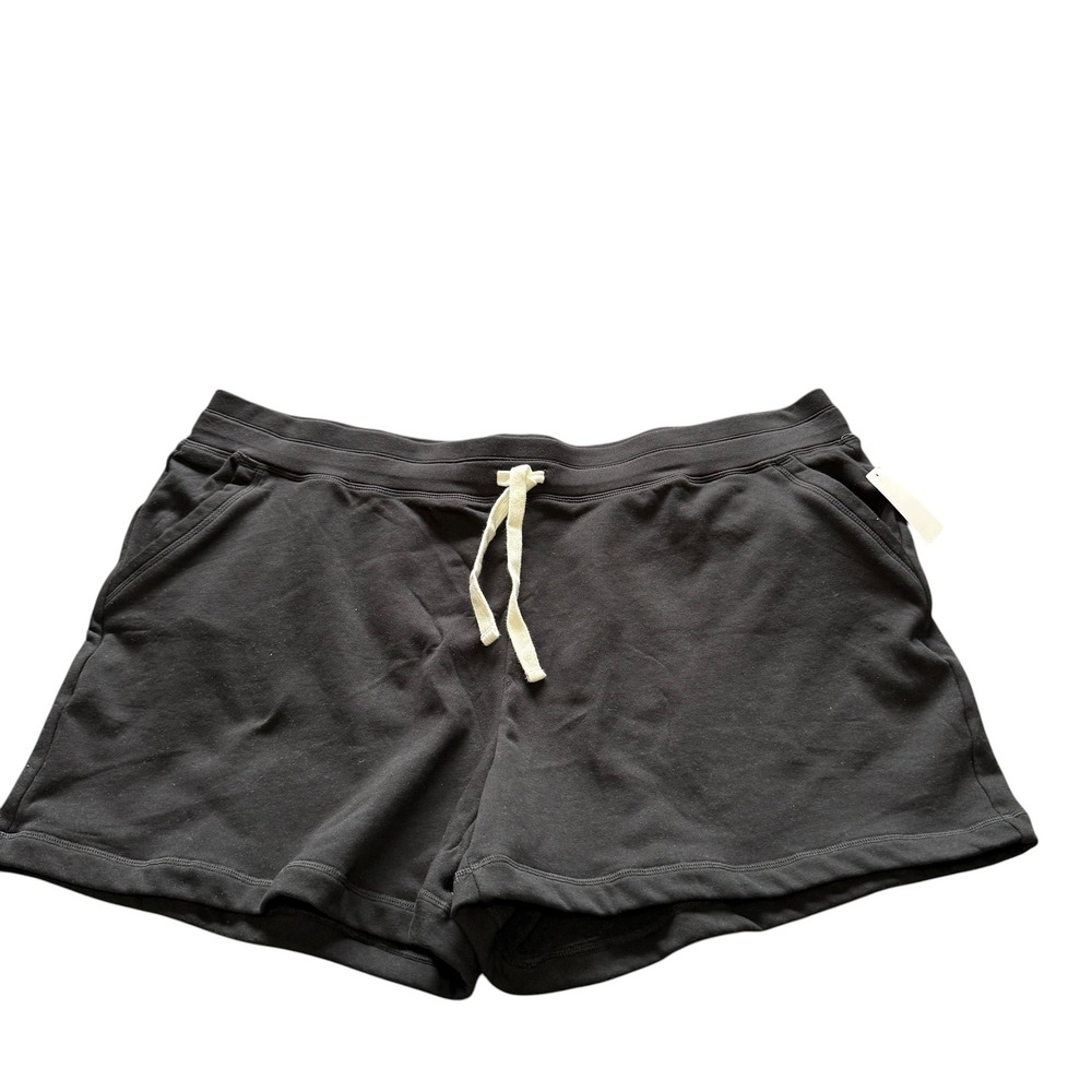 Kirkland Signature Sweatshorts Women XXL Black NWT Drawstring Lounge Pockets